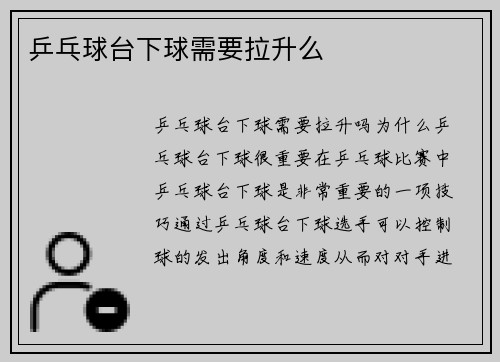 乒乓球台下球需要拉升么