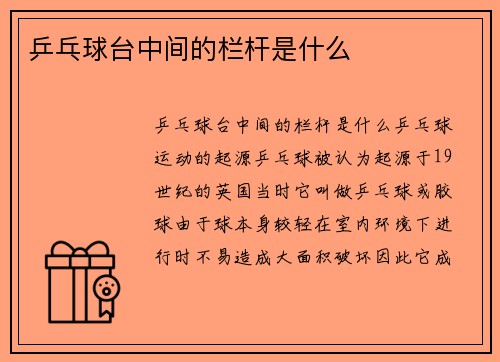 乒乓球台中间的栏杆是什么