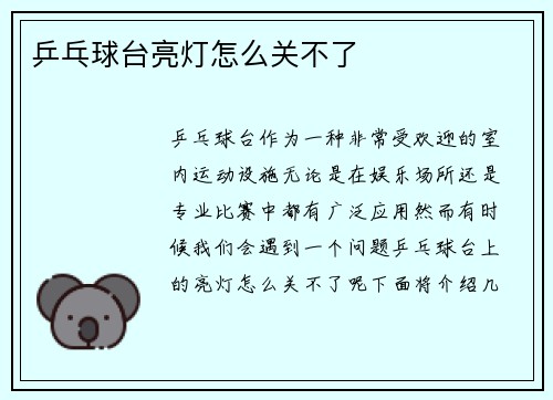 乒乓球台亮灯怎么关不了