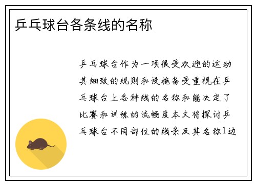 乒乓球台各条线的名称