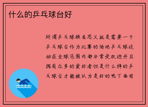 什么的乒乓球台好